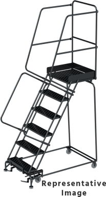 M2000 Series Ladders, CALOSHA, 6 Step, 24 In Wide Base, 21 in Deep Top Step, Serrated Tread