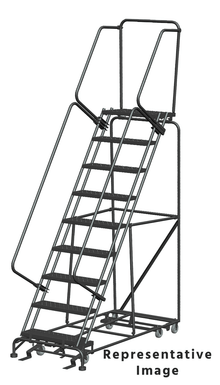All Direction Ladders, CALOSHA, All Directional, 9 Step, 32 In Wide Base, 21 in Deep Top Step, Perforated Tread