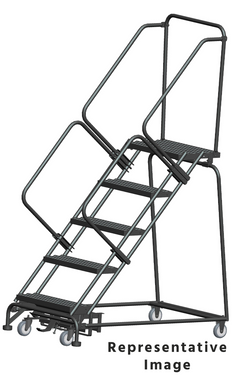 50 Degree Slope Walk Down Ladders, 6 Step, 24 In Wide Base, 21 in Deep Top Step, Serrated Tread, Setup