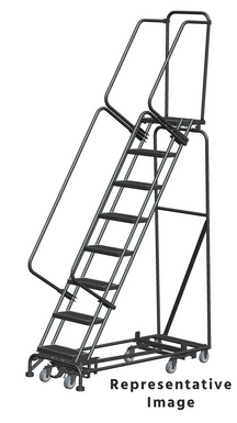 Weight Actuated All Directional Ladders, Weight Actuated, All Directional, 8 Step, 24 In Wide Base, 28 in Deep Top Step, Expanded Metal Tread