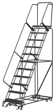 All Direction Ladders, All Directional, 11 Step, 32 In Wide Base, 14 in Deep Top Step, Serrated Tread