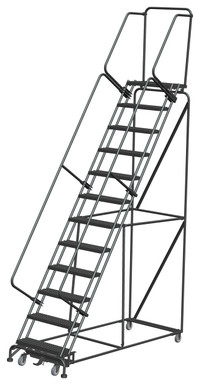 Weight-Actuated Series Ladders, Weight Actuated, 12 Step, 32 In Wide Base, 14 in Deep Top Step, Serrated Tread