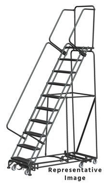 Weight Actuated All Directional Ladders, Weight Actuated, All Directional, 10 Step, 32 In Wide Base, 28 in Deep Top Step, Abrasive Mat Tread