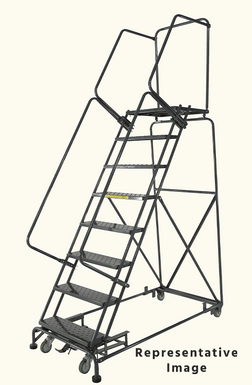 Weight-Actuated Series Ladders, Weight Actuated, 8 Step, 32 In Wide Base, 21 in Deep Top Step, Expanded Metal Tread