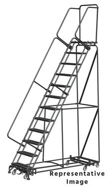 Weight Actuated All Directional Ladders, Weight Actuated, All Directional, 12 Step, 32 In Wide Base, 21 in Deep Top Step, Perforated Tread