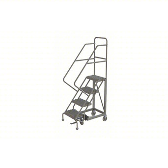 KD 4 Step Easy Climb Rolling Ladder: 40 In Platform Height, 17 In Platform Deep, 16 In Platform Wide, Serrated, 27 In Bottom Wide