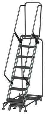 Weight Actuated All Directional Ladders, Weight Actuated, All Directional, 7 Step, 24 In Wide Base, 14 in Deep Top Step, Serrated Tread, Setup