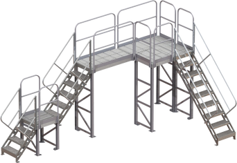 Tri-Arc Platform Unit: Serrated, 4 In Overall Height, 30 In Platform Lg, 30 In Platform Wide, Aluminum