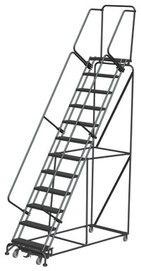 Weight-Actuated Series Ladders, Weight Actuated, 12 Step, 32 In Wide Base, 14 in Deep Top Step, Perforated Tread, Setup