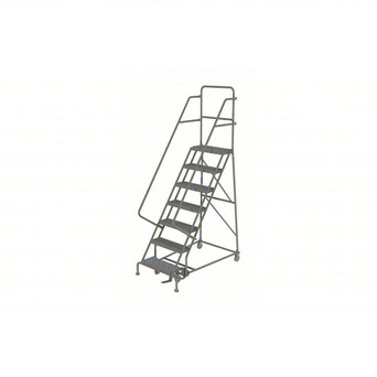 KD 6 Step Steel Rolling Ladder: 60 In Platform Height, 20 In Platform Deep, 16 In Platform Wide, Perforated, 27 In Bottom Wide