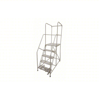 KD 5 Step Steel Rolling Ladder: 50 In Platform Height, 30 In Platform Deep, 24 In Platform Wide, Perforated, 30 In Bottom Wide