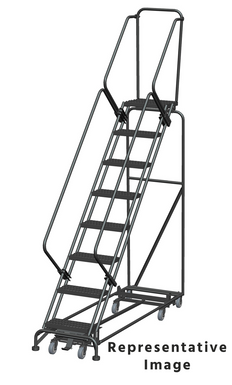 Weight Actuated All Directional 50 Degree Slope Walk Down Ladders, Weight Actuated, All Directional, 50° Incline, 8 Step, 24 In Wide Base, 28 in Deep Top Step, Abrasive Mat Tread, Setup