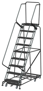 Weight Actuated All Directional Ladders, Weight Actuated, All Directional, 9 Step, 32 In Wide Base, 14 in Deep Top Step, Serrated Tread