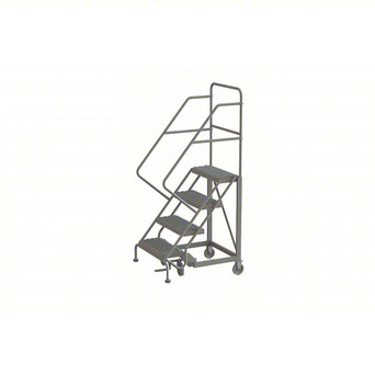 Kd4 Step Easy Climb Rolling Ladder: 40 In Platform Height, 17 In Platform Deep, 24 In Platform Wide, Serrated, 35 In Bottom Wide