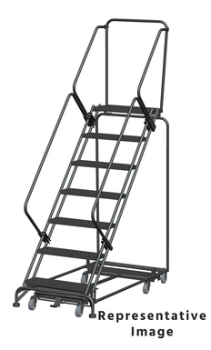 Weight Actuated All Directional 50 Degree Slope Walk Down Ladders, Weight Actuated, All Directional, 50° Incline, 7 Step, 32 In Wide Base, 14 in Deep Top Step, Abrasive Mat Tread, Setup