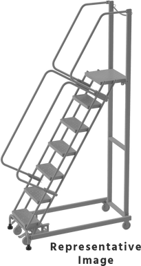 Weight-Actuated Series Ladders, Weight Actuated, 11 Step, 32 In Wide Base, 14 in Deep Top Step, Perforated Tread, Rear Exit