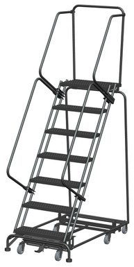 Weight Actuated All Directional Ladders, Weight Actuated, All Directional, 7 Step, 32 In Wide Base, 14 in Deep Top Step, Serrated Tread
