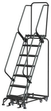 All Direction Ladders, All Directional, 7 Step, 24 In Wide Base, 14 in Deep Top Step, Serrated Tread