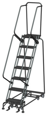 All Direction Ladders, All Directional, 7 Step, 24 In Wide Base, 14 in Deep Top Step, Expanded Metal Tread