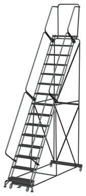 Weight-Actuated Series Ladders, Weight Actuated, 15 Step, 40 In Wide Base, 14 in Deep Top Step, Perforated Tread