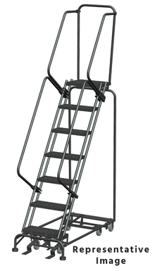 All Direction Ladders, CALOSHA, All Directional, 7 Step, 24 In Wide Base, 21 in Deep Top Step, Perforated Tread
