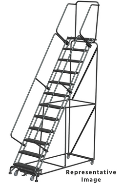 Weight-Actuated Series Ladders, Weight Actuated, 12 Step, 32 In Wide Base, 21 in Deep Top Step, Expanded Metal Tread, Setup