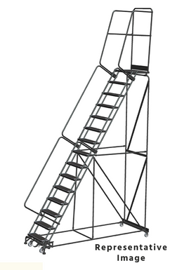 Weight-Actuated Series Ladders, Weight Actuated, 15 Step, 40 In Wide Base, 21 in Deep Top Step, Perforated Tread