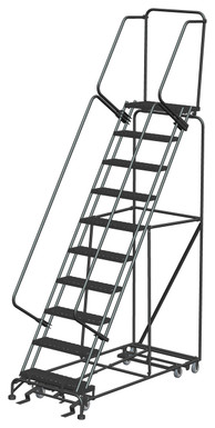 All Direction Ladders, All Directional, 10 Step, 32 In Wide Base, 14 in Deep Top Step, Expanded Metal Tread