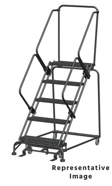 50 Degree Slope Walk Down Ladders, 8 Step, 24 In Wide Base, 28 in Deep Top Step, Expanded Metal Tread, Setup