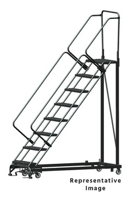 Heavy Duty 8 Step, 50 Degree Slope Ladder, 28 Deep Top Step G, Set Up
