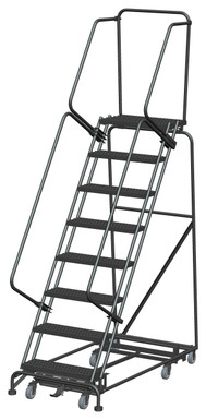 Weight Actuated All Directional Ladders, Weight Actuated, All Directional, 8 Step, 32 In Wide Base, 14 in Deep Top Step, Serrated Tread, Setup