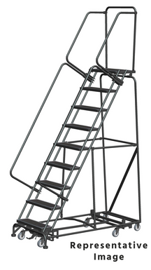 Weight Actuated All Directional Ladders, Weight Actuated, All Directional, 9 Step, 32 In Wide Base, 28 in Deep Top Step, Perforated Tread, Setup