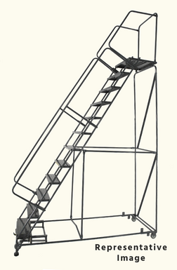 Weight-Actuated Series Ladders, Weight Actuated, 14 Step, 40 In Wide Base, 28 in Deep Top Step, Abrasive Mat Tread