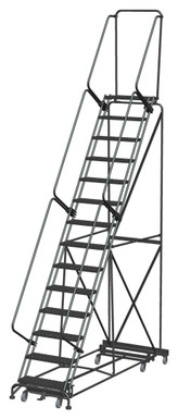 Weight Actuated All Directional Ladders, Weight Actuated, All Directional, 14 Step, 40 In Wide Base, 14 in Deep Top Step, Expanded Metal Tread