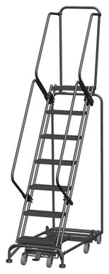 Weight Actuated All Directional Ladders, Weight Actuated, All Directional, 7 Step, 24 In Wide Base, 14 in Deep Top Step, Perforated Tread