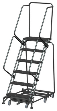 Weight Actuated All Directional Ladders, Weight Actuated, All Directional, 6 Step, 32 In Wide Base, 14 in Deep Top Step, Expanded Metal Tread, Setup