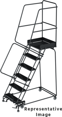 M2000 Series Ladders, CALOSHA, 6 Step, 24 In Wide Base, 21 in Deep Top Step, Serrated Tread, Setup