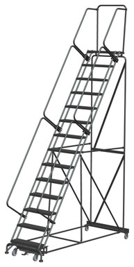 Weight-Actuated Series Ladders, Weight Actuated, 14 Step, 40 In Wide Base, 14 in Deep Top Step, Serrated Tread