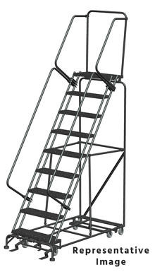 All Direction Ladders, CALOSHA, All Directional, 9 Step, 32 In Wide Base, 21 in Deep Top Step, Expanded Metal Tread, Setup