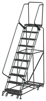 Weight Actuated All Directional Ladders, Weight Actuated, All Directional, 10 Step, 32 In Wide Base, 14 in Deep Top Step, Serrated Tread, Setup