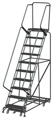 Weight Actuated All Directional Ladders, Weight Actuated, All Directional, 10 Step, 32 In Wide Base, 14 in Deep Top Step, Expanded Metal Tread, Setup