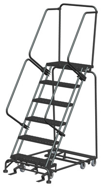 All Direction Ladders, All Directional, 6 Step, 32 In Wide Base, 14 in Deep Top Step, Expanded Metal Tread