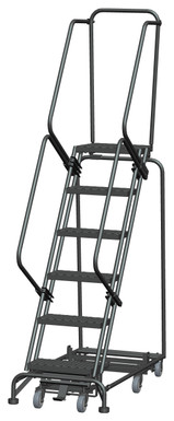 Weight Actuated All Directional Ladders, Weight Actuated, All Directional, 6 Step, 24 In Wide Base, 14 in Deep Top Step, Expanded Metal Tread, Setup