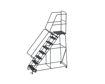 50 Degree Slope Walk Down Ladders, 8 Step, 32 In Wide Base, 21 in Deep Top Step, Perforated Tread
