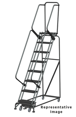 Weight-Actuated Series Ladders, Weight Actuated, 8 Step, 24 In Wide Base, 28 in Deep Top Step, Perforated Tread, Setup