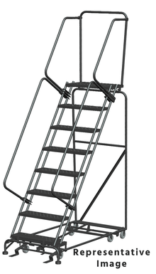 All Direction Ladders, CALOSHA, All Directional, 8 Step, 24 In Wide Base, 21 in Deep Top Step, Perforated Tread