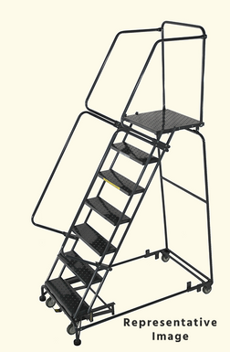 Weight-Actuated Series Ladders, Weight Actuated, 7 Step, 24 In Wide Base, 21 in Deep Top Step, Perforated Tread, Setup