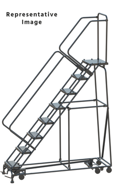 50 Degree Slope Walk Down All Directional Ladders, All Directional, 50° Incline, 9 Step, 32 In Wide Base, 14 in Deep Top Step, Perforated Tread
