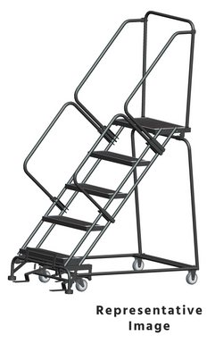 50 Degree Slope Walk Down Ladders, 8 Step, 24 In Wide Base, 14 in Deep Top Step, Abrasive Mat Tread