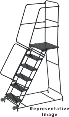 Tilt & Roll Ladders, Calosha, 5 Step, 30" Wide Base, 21" Deep Top Step, Perforated Tread